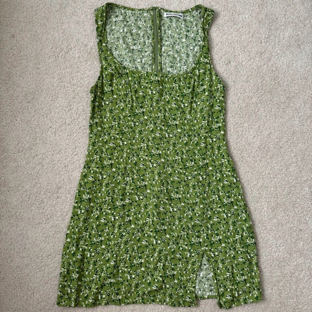Reformation Mini Noha Dress in Green Floral